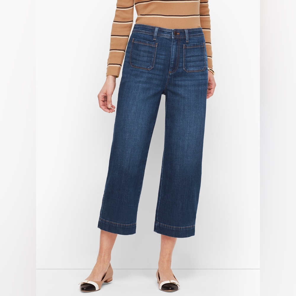 Talbots Women's Flawless High Waist Wide Crop Curvy Jeans Blue 8P